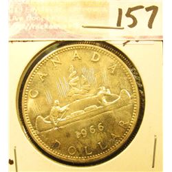 1966 Canada Silver Dollar. Toned Uncirculated. .800 fine Silver.