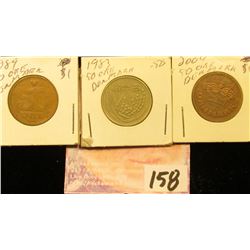 1983, 89, & 2004 Denmark Fifty Ore Coins.