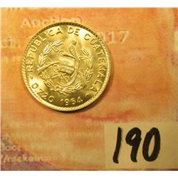 1964 Guatemala Silver 10 Centavos. BU.