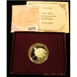 1982 S George Washington Proof Silver Commemorative Half Dollar in original government issued box.