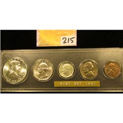 1961 P U.S.Year Set in case, Brilliant Uncirculated.