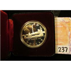 1834 1984 "Toronto, Canada 150th Anniversary.500 Fine Silver Cameo Proof Silver Dollar in original b