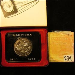 1870-1970 Manitoba, Canada Cased Commemorative Dollar in original holder.