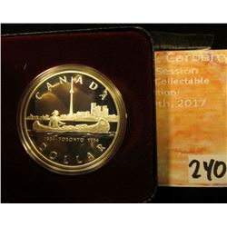 1834 1984 "Toronto, Canada 150th Anniversary.500 Fine Silver Cameo Proof Silver Dollar in original b