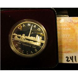 1834 1984 "Toronto, Canada 150th Anniversary.500 Fine Silver Cameo Proof Silver Dollar in original b