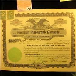 1905 Stock Certificate for 10 Shares of "…American Planograph Company Capital Stock", upper central 