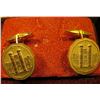 Image 2 : Pair of Gold-plated Cuff Links depicting the Royal Canadian Mint. In original box of issue.