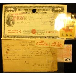 Dec. 25, 1891 Receipt of Captain W.E. Hourre by "Headquarters Doud Division, Sons of Veterans, U.S.A