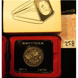 1870-1970 Manitoba, Canada Cased Commemorative Dollar in original holder.
