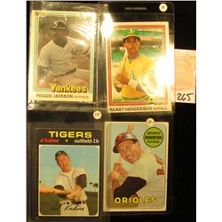 1969 Topps #550 Brooks Robinson Baseball Card; 1981 Topps #119 Rickey Henderson & #468 Reggie Jackso