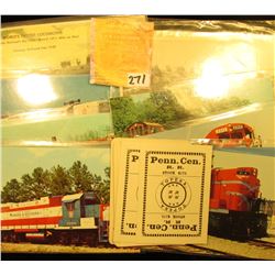 Group of Pennsylvania Rail Road Playing Cards; & a group of Old Rail Road Post Cards.