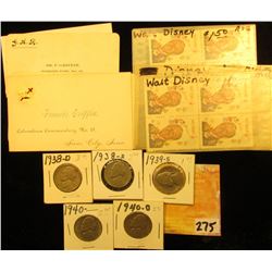 (4) Blocks of Four Walt Disney Six Cent U.S.A. Stamps; several business cards from Mr. Griffin, Siou