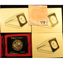 (3) 1870-1970 Manitoba, Canada Cased Commemorative Dollars in original holders.