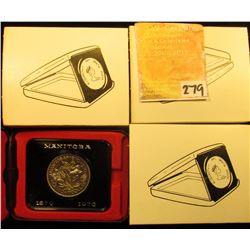(3) 1870-1970 Manitoba, Canada Cased Commemorative Dollars in original holders.