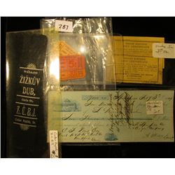 Feb. 3rd, 1849 $7,000.00 check from Hartford & New Haven Rail Road; Pair of  Yeisley Elevator Gift C