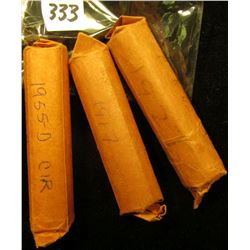 1917 P, 27 P, & 55 D Solid Date Rolls of U.S. Wheat Cents. Circulated.