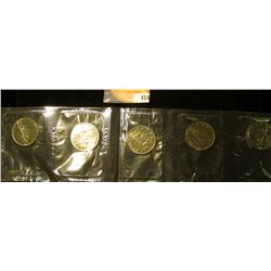 Mint Sheet of (5) 1969 Canada Dollars. In original government cellophane, Gem BU.