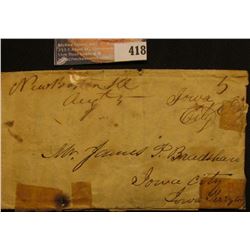 Aug. 4th, 1846 Letter from New Boston, Ill. demanding payment of a debt and asking for land to secur
