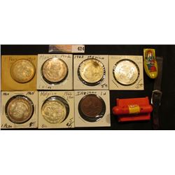 Oscar Mayer Weiner, plastic; Leather strap with buckle; Tin clicker; 1942 Irish Penny with hen and c