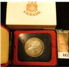 Image 2 : 1871-1971 British Columbia encased .500 Fine Silver Dollar in original box of issue. Prooflike.