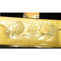 Group of (5) Gem BU 1968 "Voyageur" Dollar Coins in original Royal Canadian Mint cellophane and hold