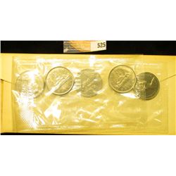 Group of (5) Gem BU 1968 "Voyageur" Dollar Coins in original Royal Canadian Mint cellophane and hold