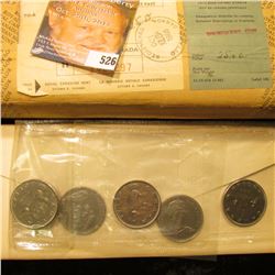 Group of (5) Gem BU 1968 "Voyageur" Dollar Coins in original Royal Canadian Mint cellophane and hold