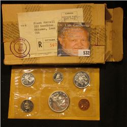 1965 Canada six-piece Mint Set with .800 Fine Silver Voyageur Dollar in original cellophane and enve