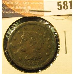 1847 U.S. Large Cent, VG.