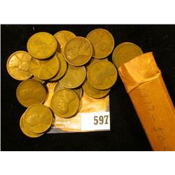 1917 P Solid Date Roll of Lincoln Cents in a paper wrapper.