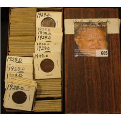 3.25" x 6.5" 1 1/2" x 1 1/2" Double Row Stock Box full of Lincoln Cents dating 1928-29.