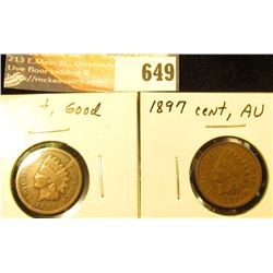 1894, G and 1897, AU Indian Head Cents.