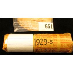 Roll (50) 1929 S Lincoln Cents, VG-F.