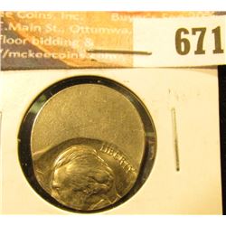 No-Date 50% Off Center Struck Jefferson Nickel. BU.