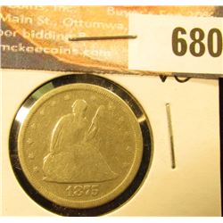 1875 S 20-Cent Piece, VG.