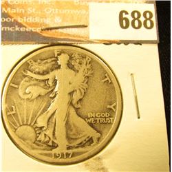 1917 S Rev. G, Walking Liberty Half Dollar.