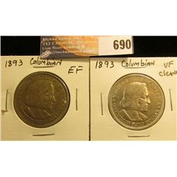 (2) 1893 Columbian Exposition Half Dollars, VF-EF.