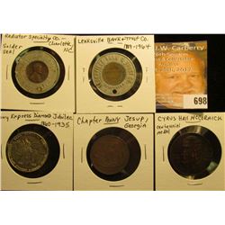 1860-1935 Pony Express Medal, 1931 McCormick Medal, 1876 Jesup, Georgia Masonic Penny, Leaksville Ba