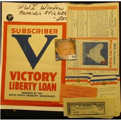 World War I Patriotic Window Sticker "Subscriber V Victory Liberty Loan Awarded by the United States