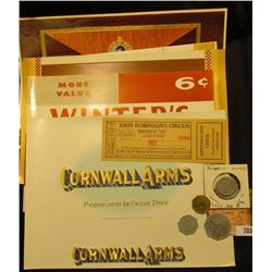 (5) Different Cigar Box labels, all Mint condition; 1927 "John Robinson's Circus Complimentary Ticke