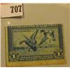 Image 1 : 1934 RW1 U.S. Federal Migratory Waterfowl $1 Stamp, unused, unsigned, fair condition.
