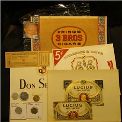 (5) Different Cigar Box labels, all Mint condition; 1927 "John Robinson's Circus Complimentary Ticke