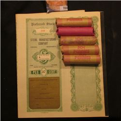Unissued "Preferred Stock Steril Munufacturing Company Omaha, Nebraska" with coupons attached, (this
