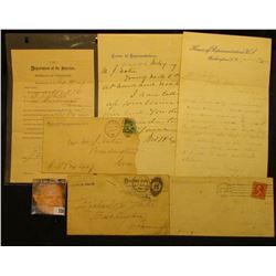 August 1889 letter on stationery "Department of the Interior Bureau of Pensions, Washington, D.C."; 