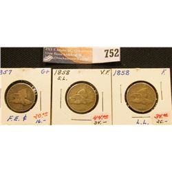 (3) 1857-58 U.S. Flying Eagle Cents with grades up to Very Fine.