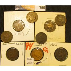 1900-03, 05-09 Set of U.S. Indian Head Cents. (9 pcs.).