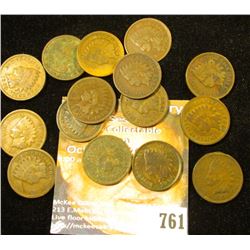 (3) 1901, (8) 1902, (3) 1903, & (1) 1909 U.S. Indian Head Cents. (15 pcs.).