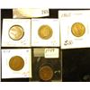 Image 1 : 1859 Fine, 1863 AF, 1865 G, 1873 G, & 1909 Fine U.S. Indian Head Cents.