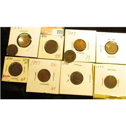 (10) Indian Head Cents, most in holders. All dating 1881-1899, various grades.