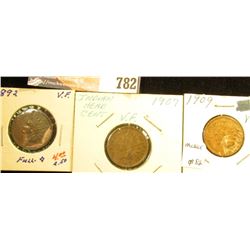 1892 VF, 07 VF, & 1909 VF Indian Head Cents.